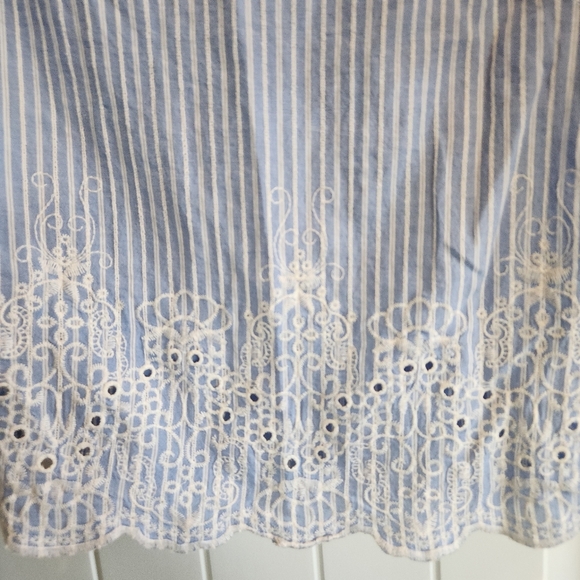 Blue and White Striped Blouse with Lace Hem From Revolve - Picture 4 of 8